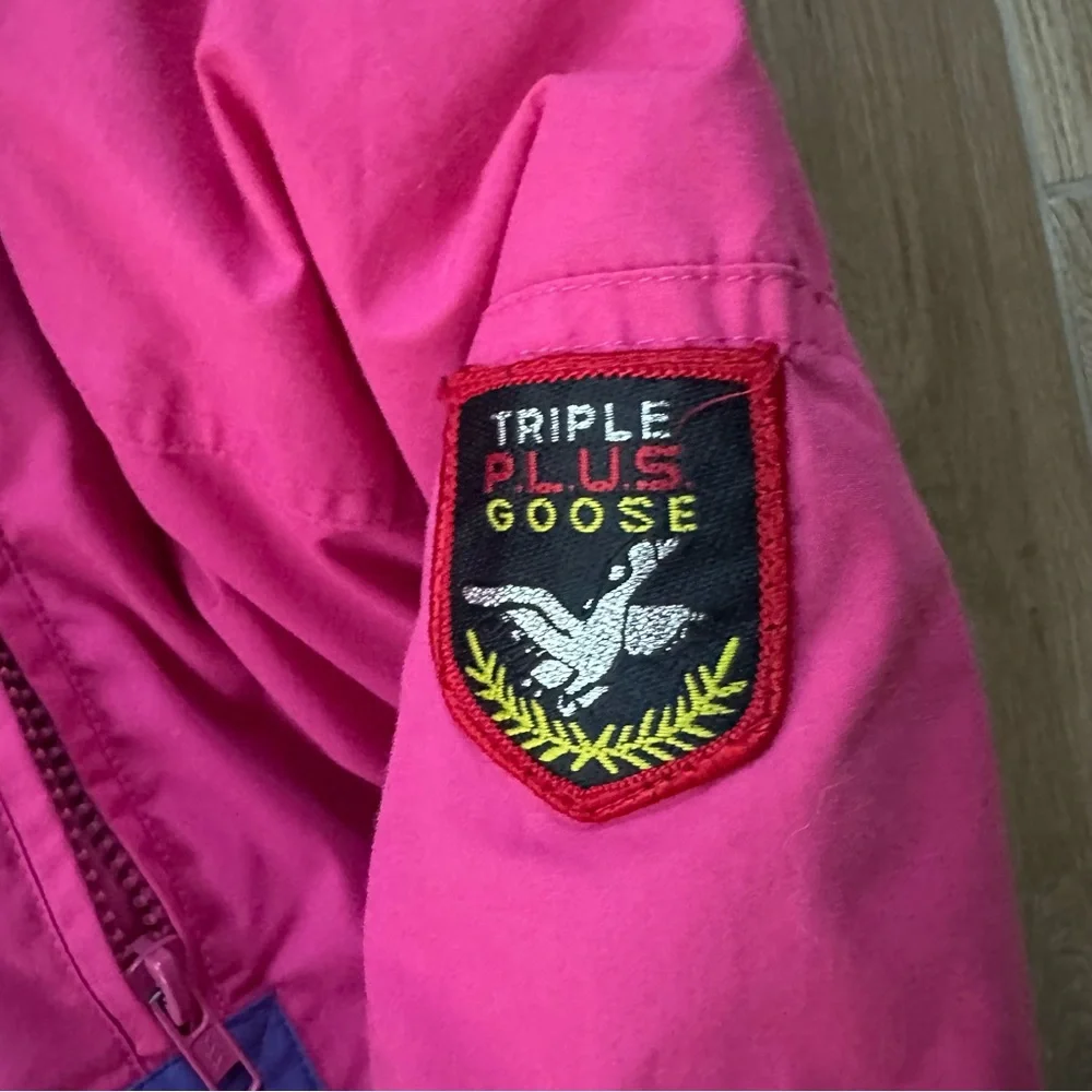 Triple Plus Goose Down Filled Vibrant Pink and Purple Kids Puffer Coat size 12